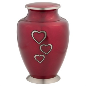 Heart Engraved Maroon Brass Cremation Urn With <b>Keepsake</b> Elegant and Secure Urn for Funeral <b>Memorial</b> Burial Urns On Sale - Product Image 1