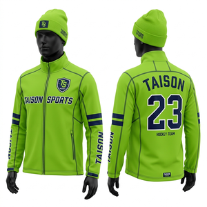 Chaqueta de Entrenamiento de Hockey sobre Hielo para Hombre, 260 GSM, Poliéster Premium, Diseño de Paneles en Verde Azulado y Negro, Sublimación, Bordado, Logotipo Personalizado - Product Image 3