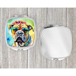Bullmastiff Hippie Dawg, espejo de maquillaje de mano plegable compacto, espejo de viaje decorativo portátil para mujeres y niñas, regalo de bolsillo - Product Image 4