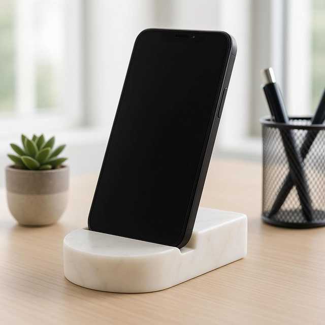 Craft Exim Tce00 Handcrafted Natural Marble Creative Design Mobile Holder Stand Desk Table Office Home Premium Stone Phone
