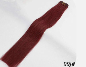 Tissage de cheveux humains longs et raides rougeâtre 99J #   Ensemble complet de cheveux Remy, densité 100%, taille personnalisable - Product Image 1