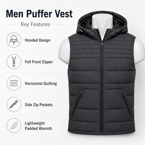Chaleco Acolchado Impermeable para Hombre, Brillante, Sin Mangas, Chaqueta de Invierno, Transpirable, Ligera, con Logotipo Personalizado OEM 2026 - Product Image 6