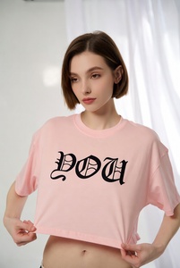 Vente en gros de t-shirts de sport pour femmes, personnalisés, de haute qualité, en coton à séchage rapide, coupe courte, mode été, avec broderie - Product Image 5