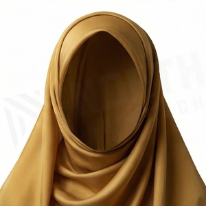 Hiyab de poliéster de color sólido para mujer, tela satinada transpirable, pañuelo islámico para uso diario. - Product Image 5