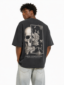 Front Artwork T-<b>Shirt</b> Men’s Relaxed Fit Cotton Tee Distressed Style Graphic men's <b>shirts</b> Vintage Rose Trendy Streetwear Appeal - Product Image 4