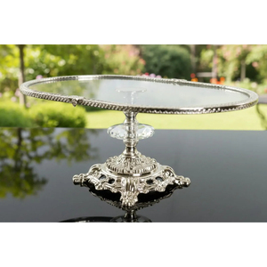 Support à gâteau rond en métal argenté antique de qualité supérieure avec plateau en acrylique pour la présentation de desserts lors de mariages et de fêtes, support à gâteau métallique - Product Image 2