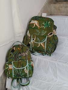 Customized Durable Cotton Women's <b>Backpack</b> Vintage Travel <b>School</b> Bag Zipper Square Indian Fashion Luxury College Set Of Two - Product Image 4