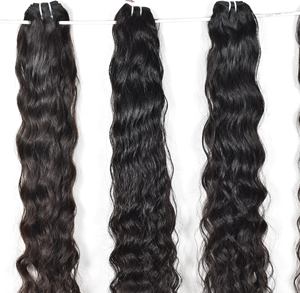 100% haute qualité naturel noir couleur brute vierge tissage Machine Double trame cheveux humains non transformés indien ondulé Bundle Extensions - Product Image 5