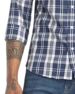 Customized <b>Men</b> Navy Blue And <b>White</b> Plaid Cotton <b>Shirt</b> <b>Long</b> <b>Sleeve</b> Button Down Casual Checked <b>Shirt</b> OEM Factory Custom Fit Wear - Product Image 5
