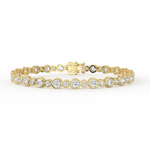 Bracelet classique en diamants ronds brillants, sertissage clos en or 14K 18K, design vague graduée, bijoux fins, cadeau de mariage pour femme - Product Image 1