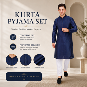 Traditional <b>Men's</b> Art Silk <b>Kurta</b> Pajama Set | Designer Full Sleeve Indian Ethnic Wedding Party Festival Wear for Modern <b>Men</b> Wear - Product Image 5