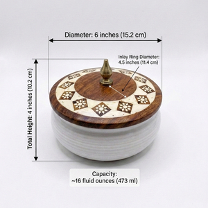 Luxury Metal <b>Serving</b> <b>Dish</b> With Bone Inlay Wooden Lid. Multi-Purpose Bowl For Sweets, Nuts & Spices. Artisan Handcrafted Quality - Product Image 3
