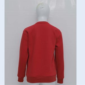 Sweat-shirt col rond rouge uni en molleton épais, tissu en coton durable, impression personnalisée, marque privée, vente en gros de sweats. - Product Image 2