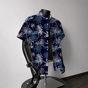 เสื้อเชิ้ตฮาวายคอจีน แขนสั้น ป้องกันการหดตัว สไตล์ลำลอง สำหรับผู้ชาย ใส่เที่ยวทะเลช่วงฤดูร้อน รับผลิตแบบ OEM - Product Image 4