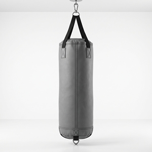 Sac de boxe d'entraînement gris en PU avec logo bouclier, durable, rempli de sable, pour usage en salle de sport adulte - Product Image 2