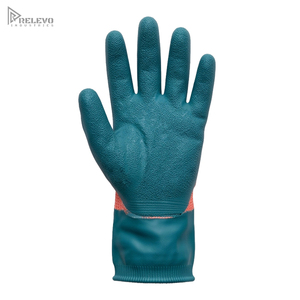 Custom Heavy Dutyl Latex Coated <b>Gloves</b> Non-Slip Crinkle Latex Coated Palm Seamless <b>Knit</b> Extended Rubber Wrist Seal <b>Gloves</b> - Product Image 3
