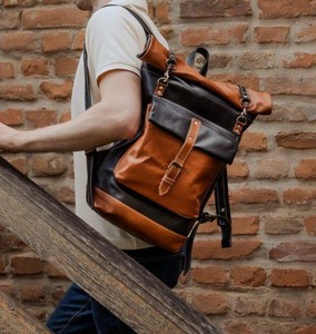 Signature Collection Leather <b>Roll</b> Top Bag High Quality Manufacturing Laptop Rucksack For Export LTBP-0287 - Product Image 6