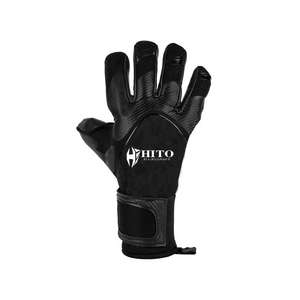 Hot Selling Custom Design Black Kint Soccer Goalkeeper <b>Gloves</b> with 4mm German Latex Medius Cut Germaan Latex Emboss - Product Image 3
