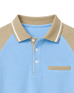 Camiseta Polo Personalizada para Hombre, Color Azul Cielo y Beige, Ropa Deportiva Informal, Transpirable, Camiseta de Golf Premium, Ropa Deportiva de Verano - Product Image 6