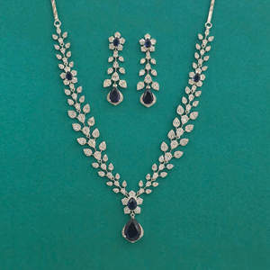 Artificial Jewellery Exporter in India American Diamond Classic Necklace With Rhodium Plating 444027 - Product Image 1