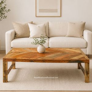 Handcrafted Durable Natural Arrow Design Rustic Wooden Coffee <b>Table</b> <b>Reclaimed</b> Boat Wood Antique Original Color Indoor Livingroom - Product Image 2