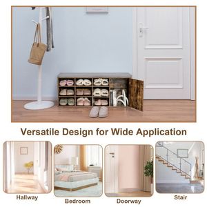 Panca Portascarpe Regolabile a 9 Scomparti con Cuscino Imbottito Rimovibile per Scaffali Portascarpe - Product Image 5