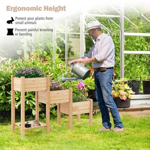 <b>Open</b> <b>Storage</b> Shelf 3-Tier Wooden Raised Garden Bed Elegant Sheds & <b>Storage</b> Solution - Product Image 6