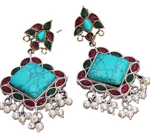 Premium Quality Oxidized <b>Silver</b> Turquoise Stone Women <b>Dangle</b> Drop <b>Earrings</b> | Wholesale Bulk Supplier Direct Factory Manufacturer - Product Image 1