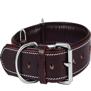 Collar de perro de cuero cosido en Contraste fuerte de doble espesor con relleno suave de vaca y anillo en D con hebilla de níquel libre de óxido tamaños personalizados - Product Image 4