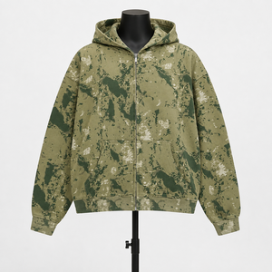 Sudadera con capucha de camuflaje personalizada con cremallera, estilo urbano, fabricante mayorista OEM ODM - Product Image 1