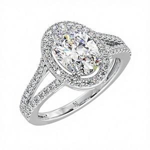 Anillo Ovalado de Moissanita de 1.5 Ct con Halo y Perla de Agua Dulce, Chapado en Plata y Oro Blanco de 14k, Certificado, para Mujer - Product Image 2