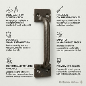 Poignées de meuble de style américain, poignées de placard de cuisine, boutons de tiroir, quincaillerie en fer massif pour meubles - Product Image 2