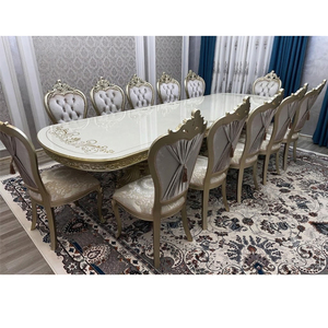 Ensemble de table à manger formelle de style victorien, table à manger sculptée tendance, meubles de salle à manger luxueux, ensemble table et chaises USA - Product Image 1