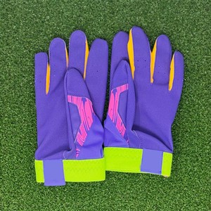 Gants de frappe de baseball professionnels à adhérence supérieure, couleur violette, paume en silicone, dos respirant en spandex, vente en gros USA Europe, tendance - Product Image 2