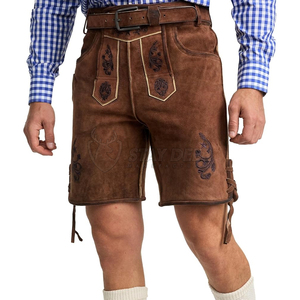 Pantalones Cortos de Cuero de Cabra Mountain Pride para Hombre, Bordados, Tradicionales para Festivales de Cerveza - Product Image 1
