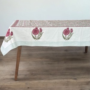 Handblock Printed Floral Cotton Indian <b>Tablecloth</b> Handmade Modern Dining Tablecover Linen Decor - Product Image 1