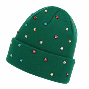 Green Dot Image Style Beanie Hat Male Hand Knitted Acrylic <b>Winter</b> <b>Cap</b> Casual Daily Adult Size 56-58CM - Product Image 5