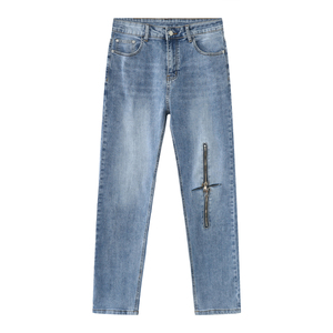 Wholesale <b>Mens</b> Blue Denim <b>Jeans</b> High Quality Cotton Regular Fit Comfortable Casual Fashion <b>Trousers</b> OEM - Product Image 4