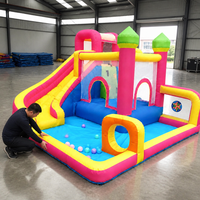 Château gonflable Noco Kids en tissu Oxford avec toboggan et piscine à balles, couleurs personnalisées, portable, pour usage domestique intérieur