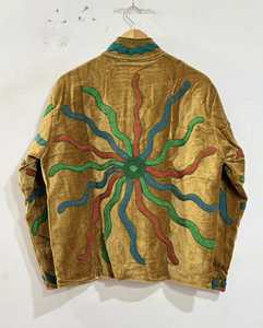 <b>Women</b> Mustard Gold Suzani Embroidered <b>Velvet</b> Cotton <b>Jacket</b> Handmade Abstract Sunburst Boho Ethnic Winter Coat Wholesale - Product Image 2