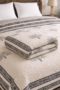 Couette légère et lavable en coton 100% écologique, imprimée à la main style Jaipuri Razai, taille Queen, très prisée - Product Image 3