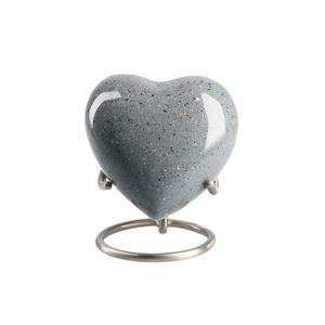 Urna Funeraria en Forma de Corazón con Acabado Plateado Moteado, Base Metálica, Contenedor para Cenizas de Adultos, Diseño Duradero, Urnas de Corazón para Regalos - Product Image 1
