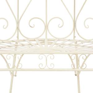 Banco de Jardín de Hierro Forjado Blanco Antiguo con Incrustaciones Decorativas Medianas, Bancos para Patio - Product Image 5