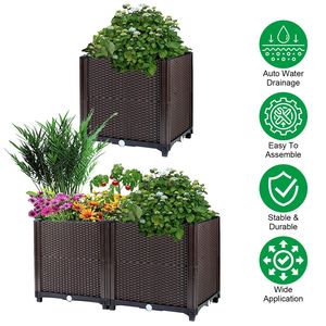 Self-Watering Elevated <b>Planter</b> <b>Box</b> Raised Garden Bed for Patio Balcony for Growing Flowers and Vegetables - Product Image 2