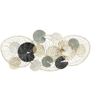 Arte de pared metálico de lujo con diseño de mariposa en verde azulado y dorado, hecho a mano para la decoración de la sala de estar, dormitorio u hotel, elegante arte de pared con círculos. - Product Image 6