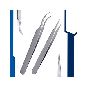 Ensemble de pinces à extensions de cils, 2 pièces, droites et courbées, en acier inoxydable, outils de beauté de précision - Product Image 4