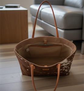 Sac fourre-tout de luxe en cuir véritable pour femme avec broderie et fermeture éclair, sac à bandoulière portable multifonction LHTB-0082 - Product Image 4