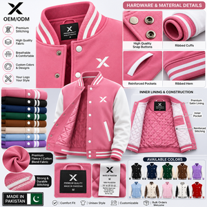 Chaqueta Varsity para Mujer con Sublimación y Serigrafía, Manga Larga, Cuello Camisero, Diseño de Letras Bordadas, para Otoño, con Logotipo X - Product Image 4