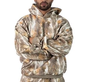 Sudaderas con Capucha Extra Grandes de Algodón 100% de Alta Calidad, Diseño de Camuflaje de Ramas de Bosque, Corte Holgado y Grueso para Hombre, Venta al Por Mayor - Product Image 3