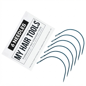 Professional 6pcs Hair Extension Hook Needles Set Stainless Steel <b>C</b>-Shaped Waeve Weaving Needle Kit Hair extension tool - Product Image 3